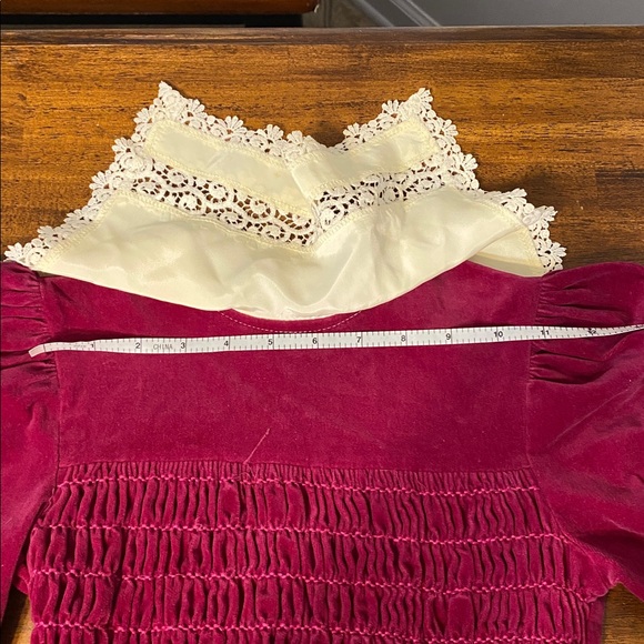 Vintage Polly Flinders Christmas Holiday dress, smocked, bib front, size 7 - Picture 10 of 11